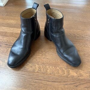 Bally Newsom Black Leather Ankle Zip Pull Up Boot, Size 7.5 Mens